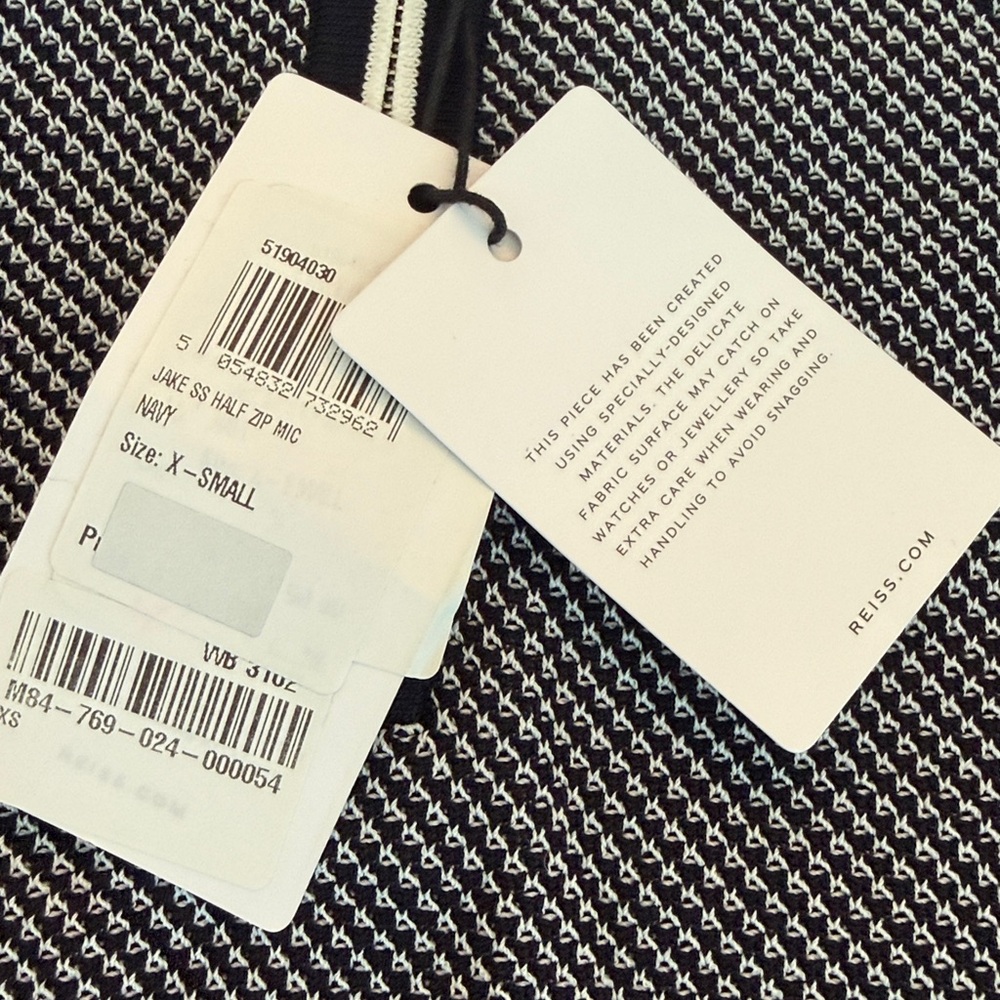 New Reiss Navy Half Zip Polo Shirt - Picture 4 of 4